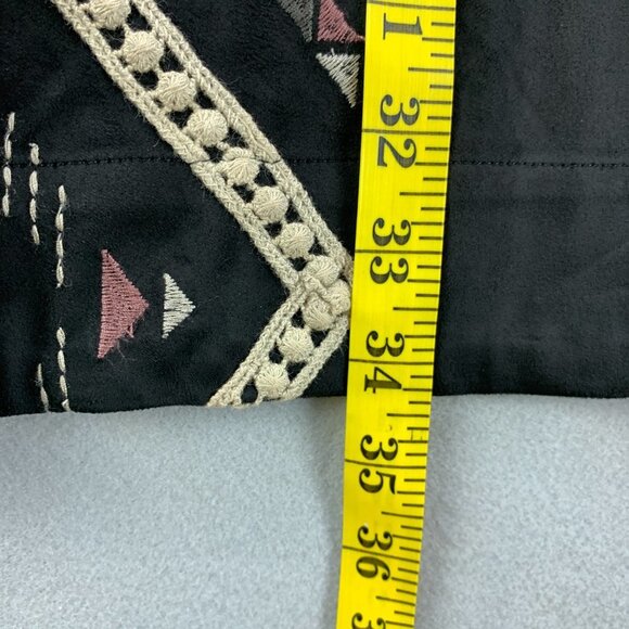 Miss Me‎ Dress Womens Medium Shift Black Faux Suede Embroidered Short Sleeve - Picture 10 of 15